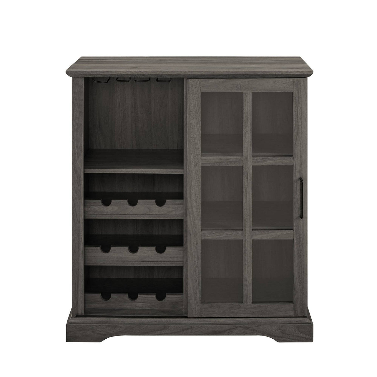 Gray Sliding Window Pane Door Bar Cabinet L983795