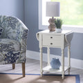 White Single Drawer End Table with Shelf and Dropleaf G3907