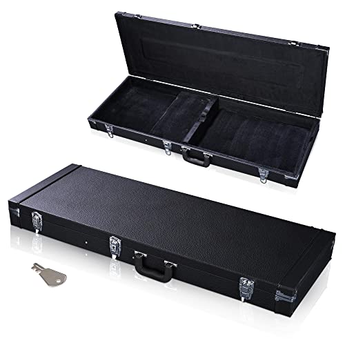 Black Wooden Electric Guitar Hard Case with Lock Latch Key M9115