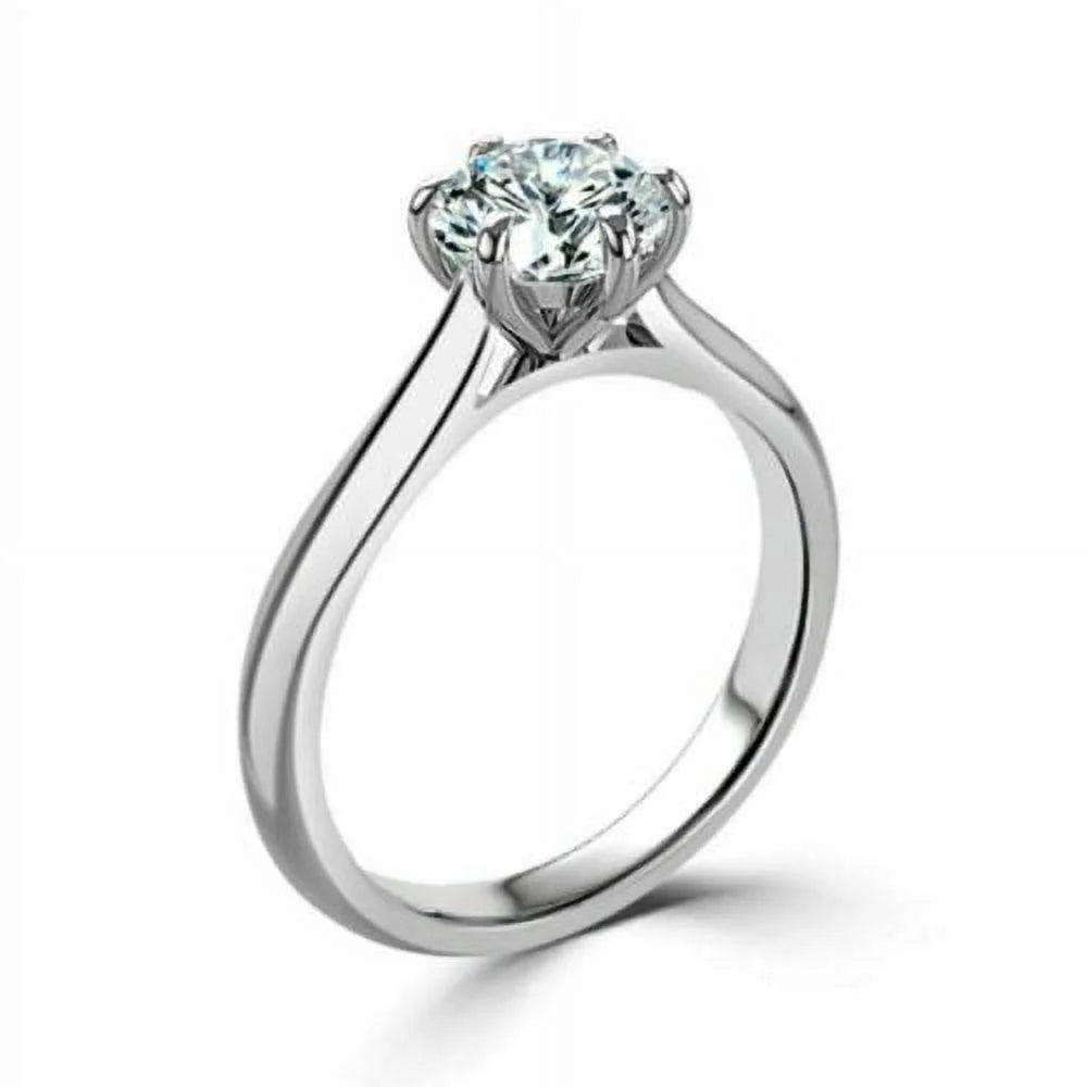 14K White Gold Moissanite Solitaire Engagement Ring S7698