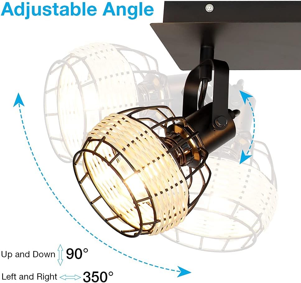3-Light Rattan LED Track Ceiling Light P52745