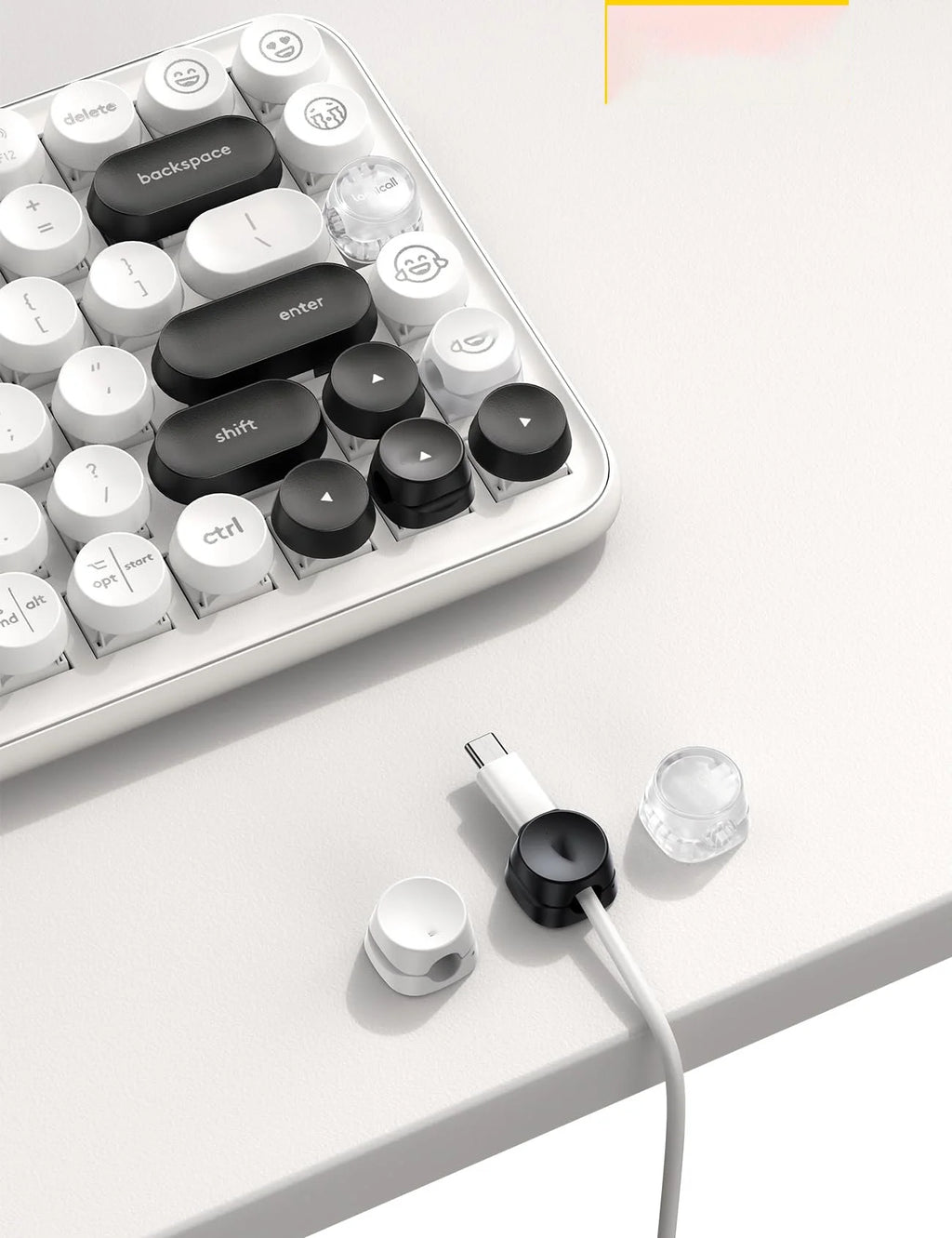 White Adhesive Round Cable Clip I941548