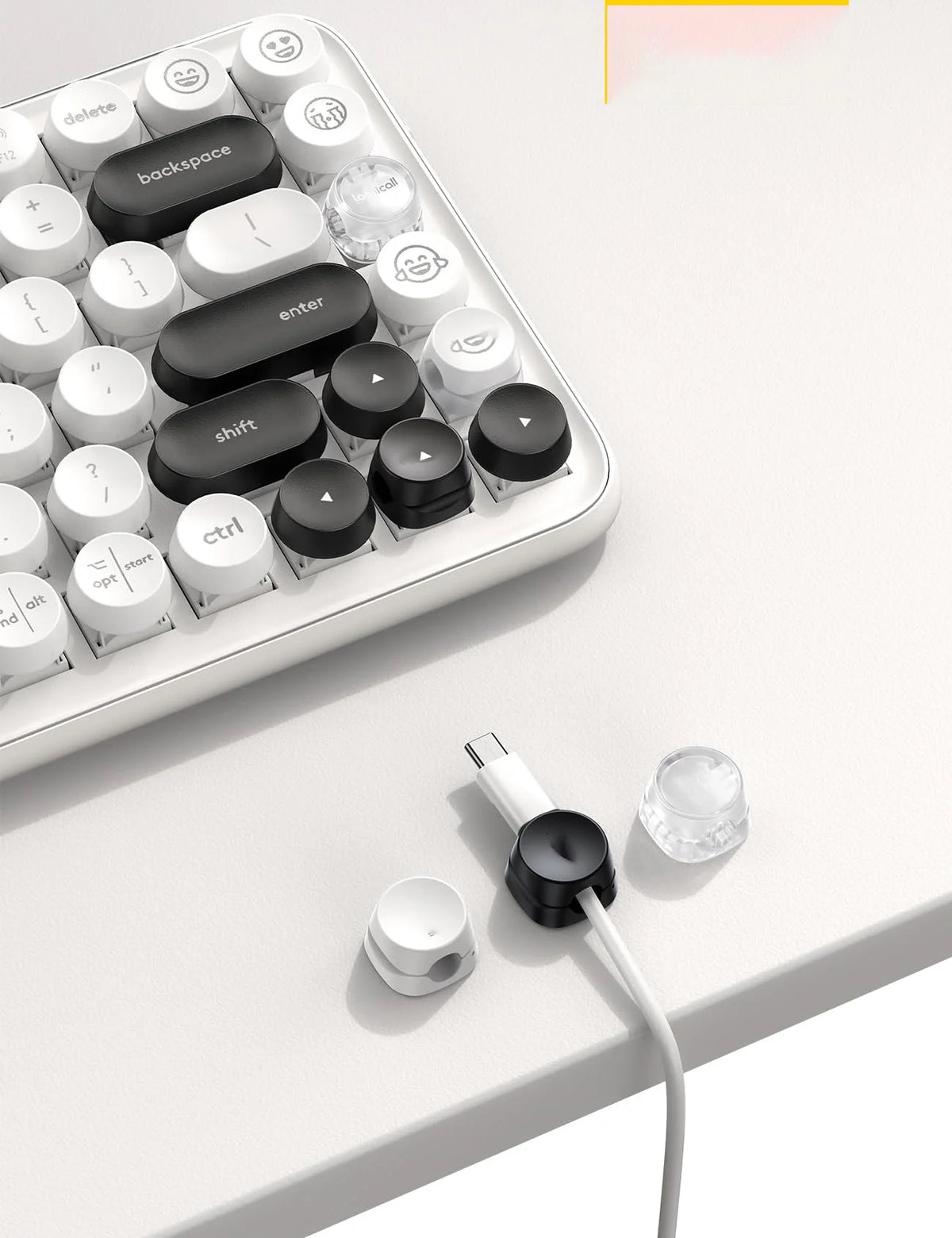 White Adhesive Round Cable Clip I941548