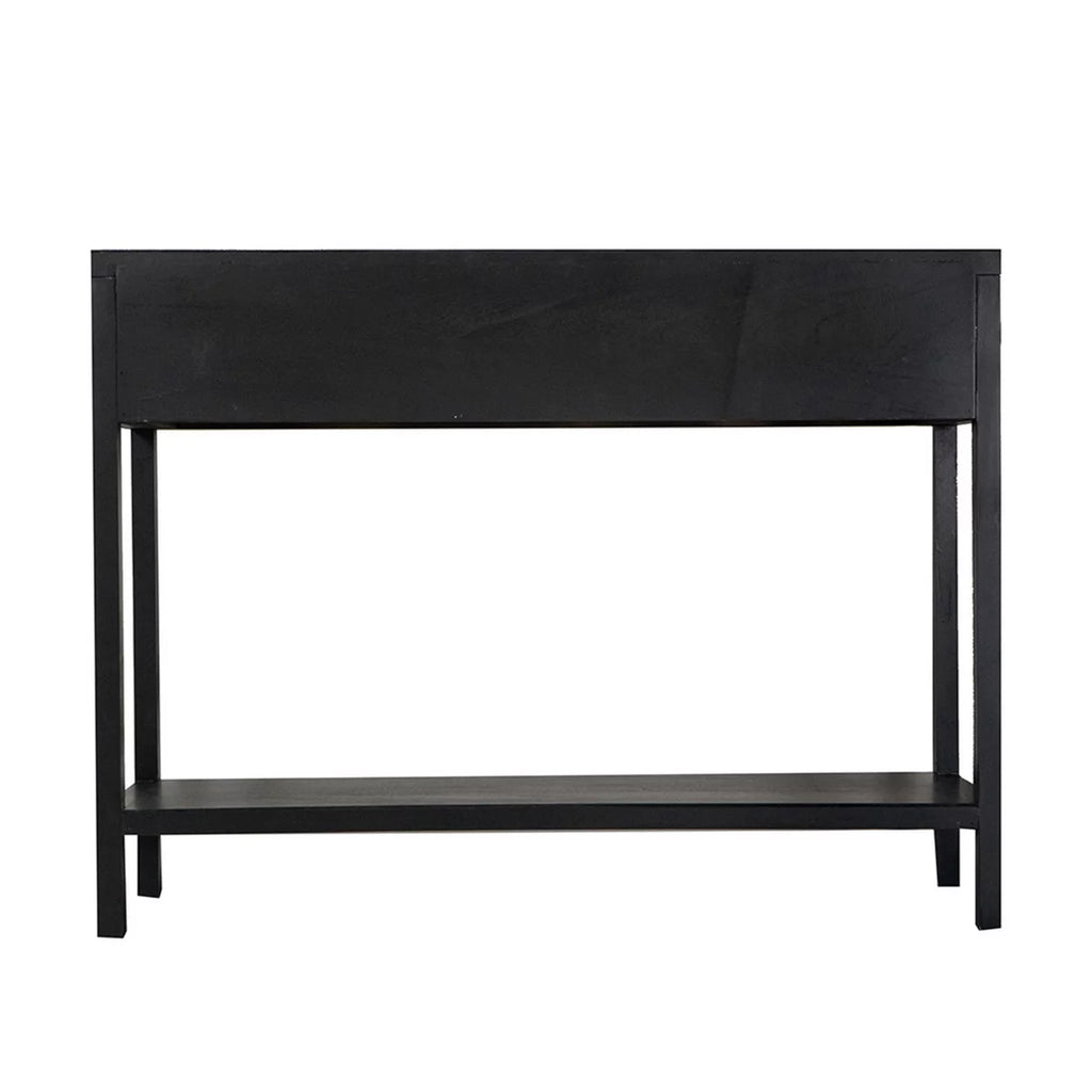 Black Finish Sofa Console Table with 2 Rattan Drawers X315
