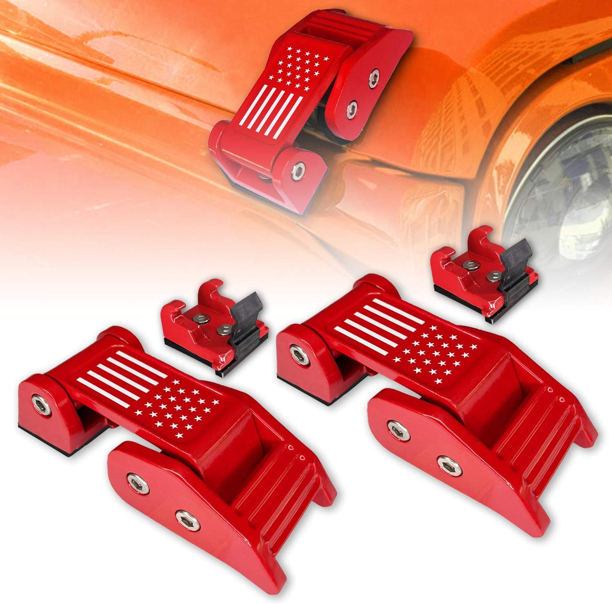 Red Aluminum Hood Latches Catch Kit for Jeep Wrangler JK JL Gladiator JT S7967
