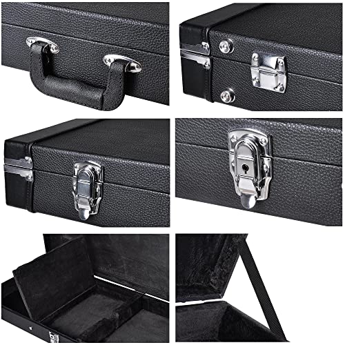 Black Wooden Electric Guitar Hard Case with Lock Latch Key M9115