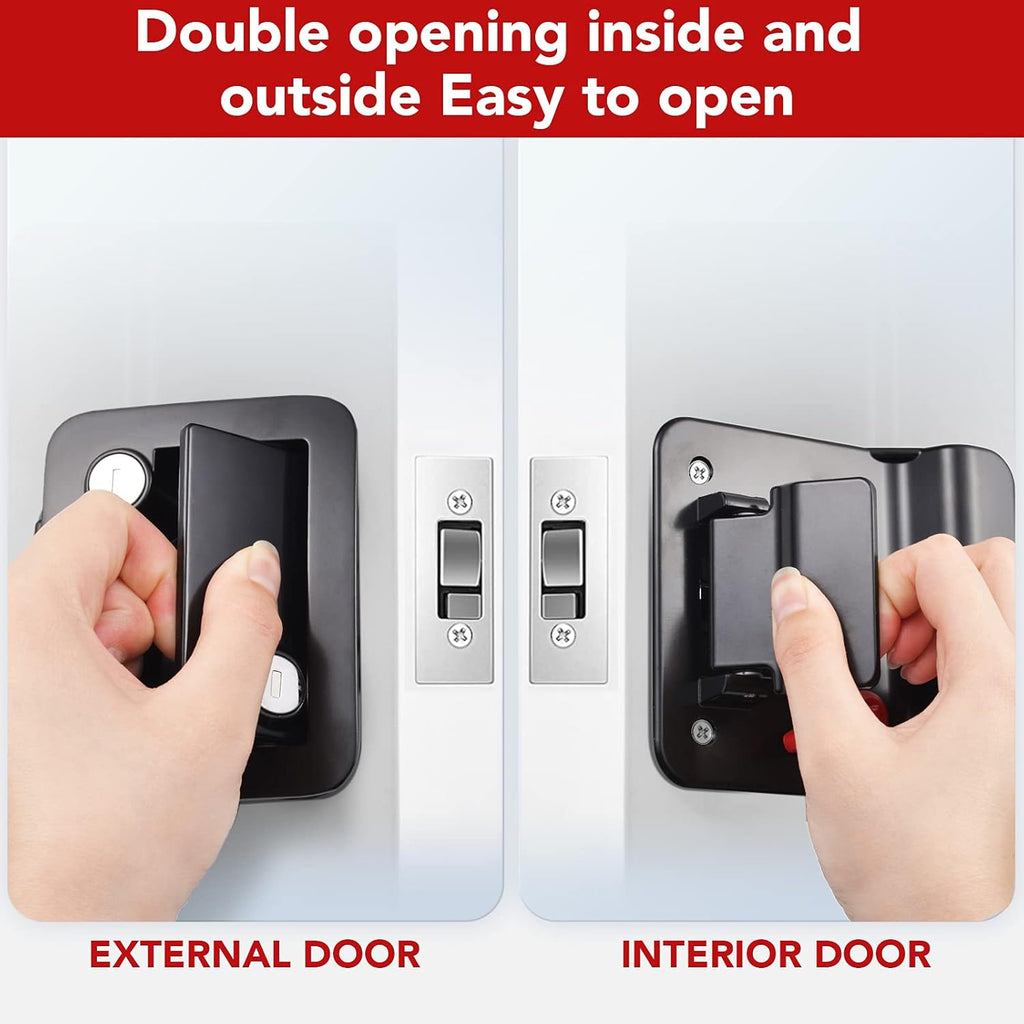 Black Zinc Alloy RV Entry Door Lock with Paddle Deadbolt 4 Keys Q475