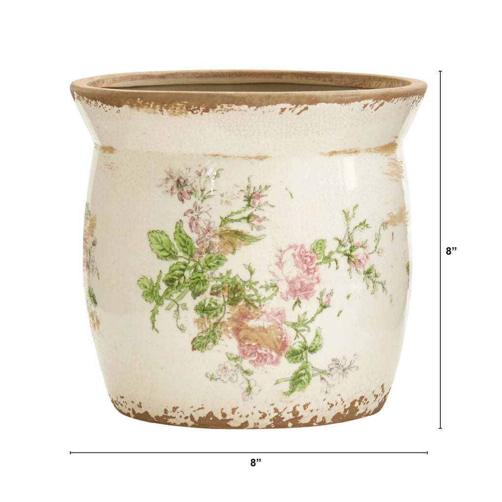 8" Ceramic Floral Print Planter V57511