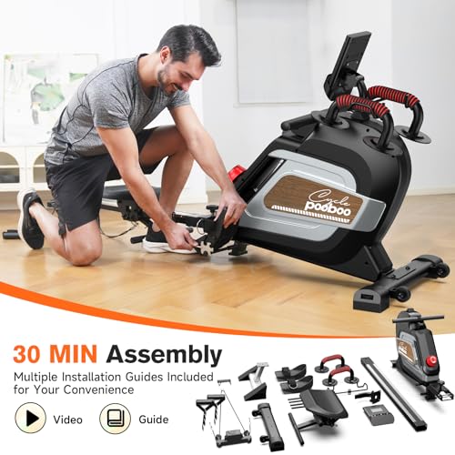 Magnetic Rowing Machine 360 LB Weight Capacity Folding Rower with Tablet Holder I87855