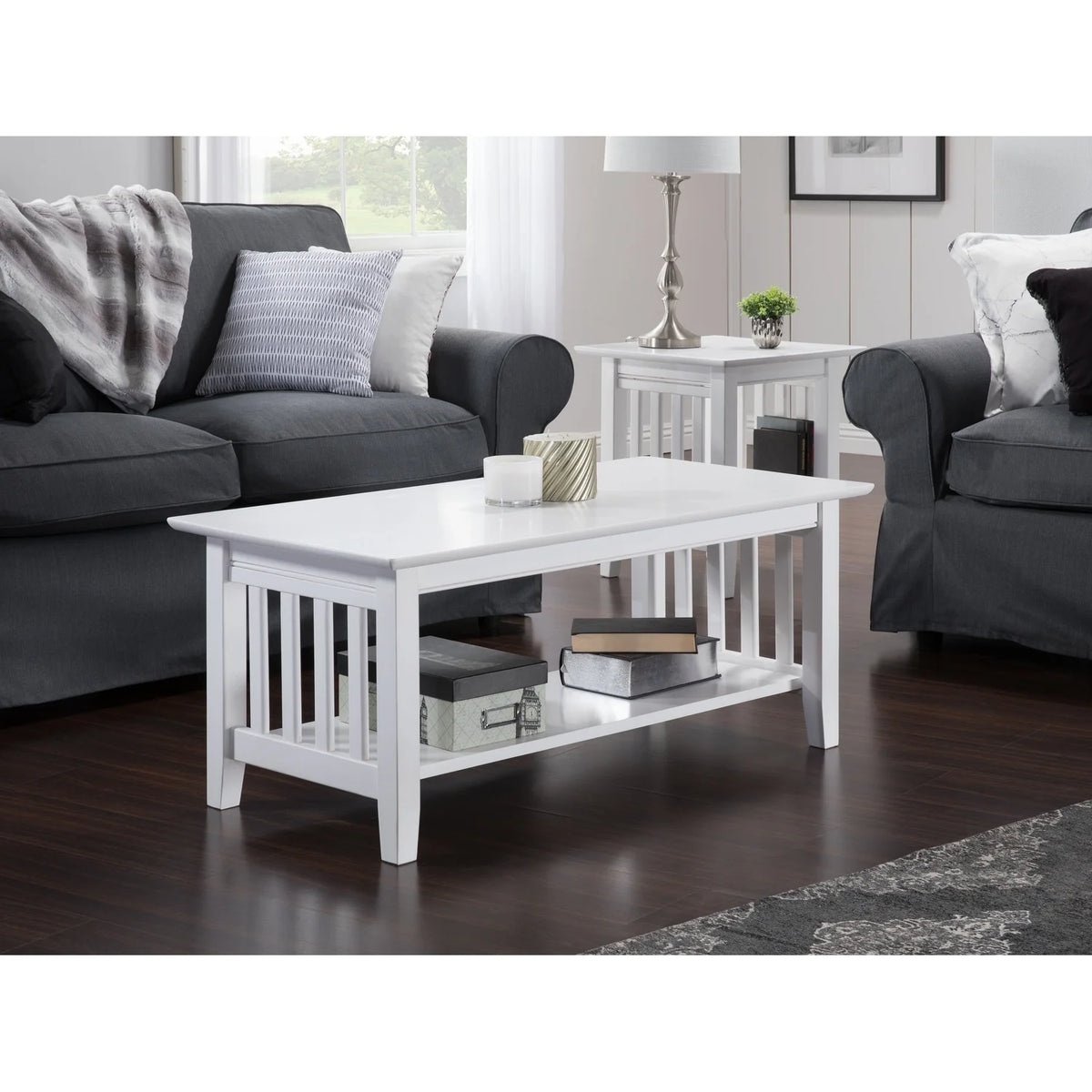 White 3 Piece Coffee Table Set V608
