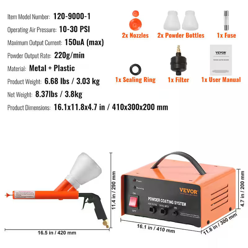 50KV Electrostatic Powder Coating Kit with Spray Gun E71489