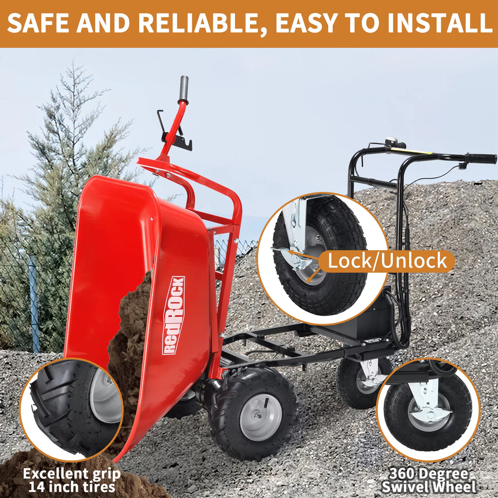48V28Ah 500W Steel Electric Wheelbarrow Utility Cart N6208