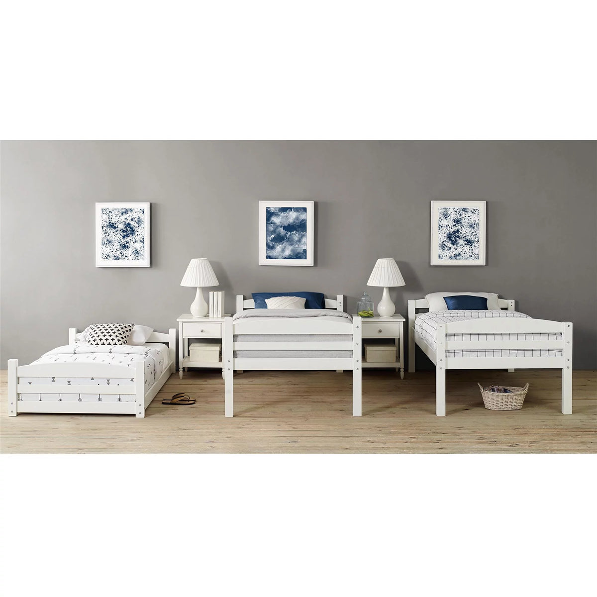 White Triple Twin Bunk Bed D50553