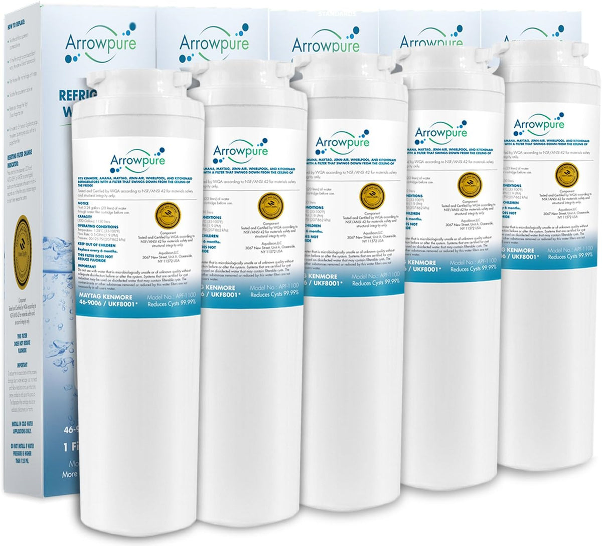 Refrigerator Water Filter Replacement Cartridge 5 Pack H6713