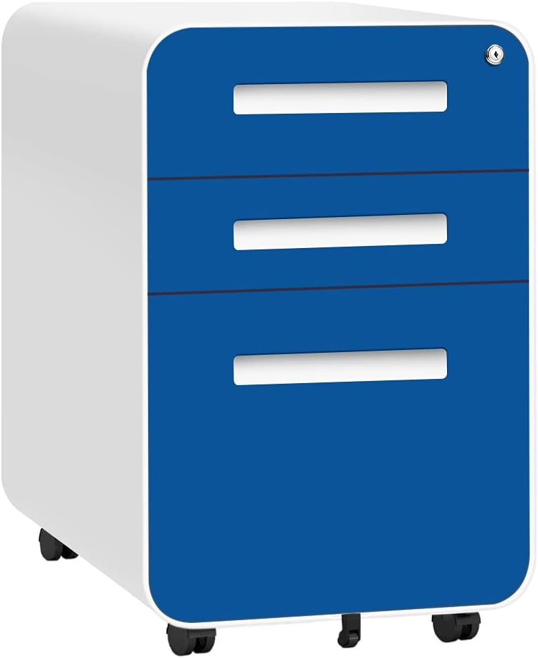 3 Drawer Locking Metal Rolling File Cabinet with Wheels O17087