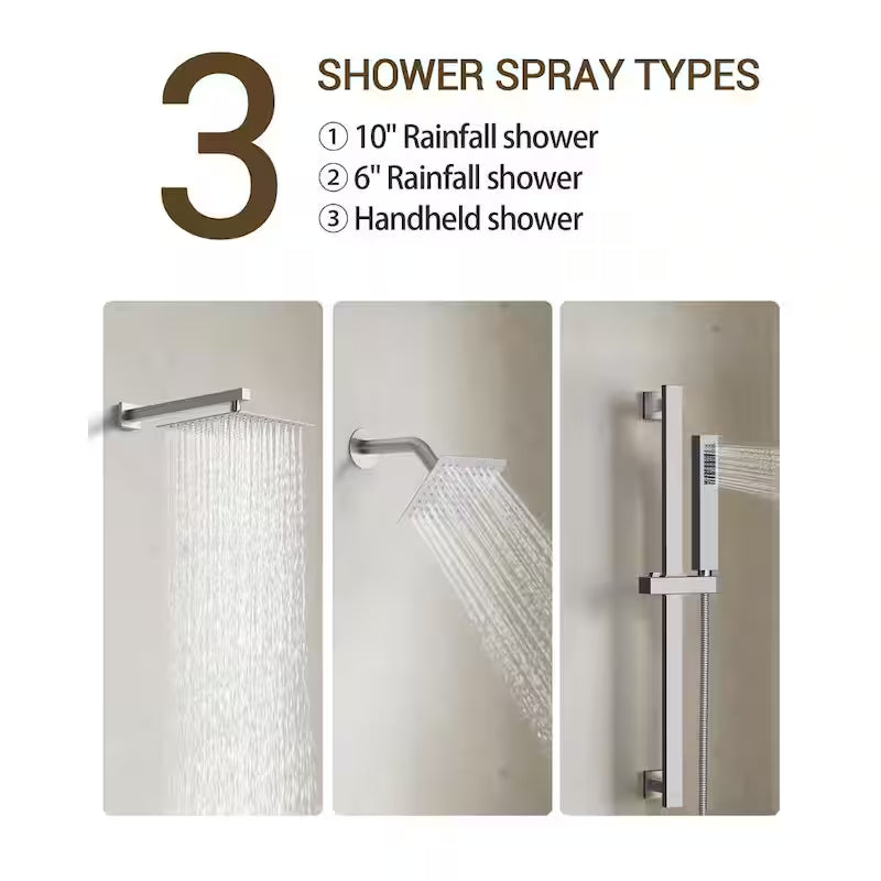 Wall Mount Dual Shower Heads and Handheld Shower Head 2.5 GPM Brushed Nickel O72175