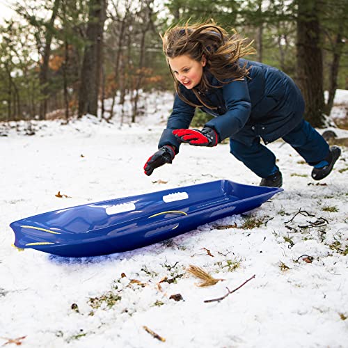 47in High Density Plastic Snow Sled with Pull Rope & 4 Handles Y414287