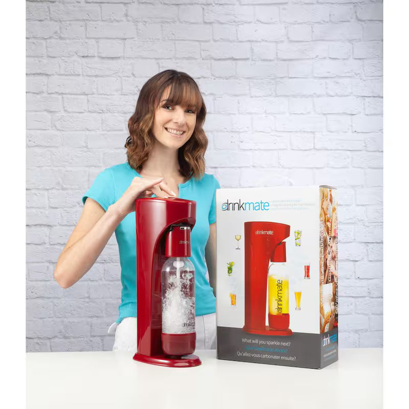 Red Sparkling Water and Soda Maker Machine with 60L CO2 Cartridge and 1L Bottle L82205