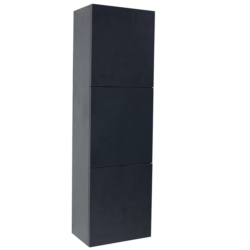 Black Bathroom Linen Side Cabinet with 3 Storage Areas C39779
