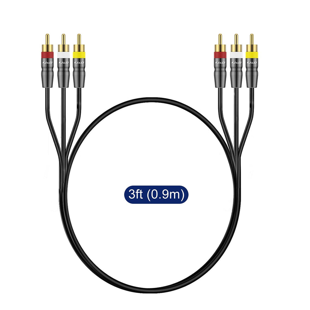 3RCA to 3RCA Cable, Gold Plated RCA Cable, 10 Feet T6250