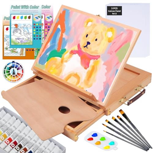 29 Pcs Acrylic Paint Set with Tabletop Easel F833982