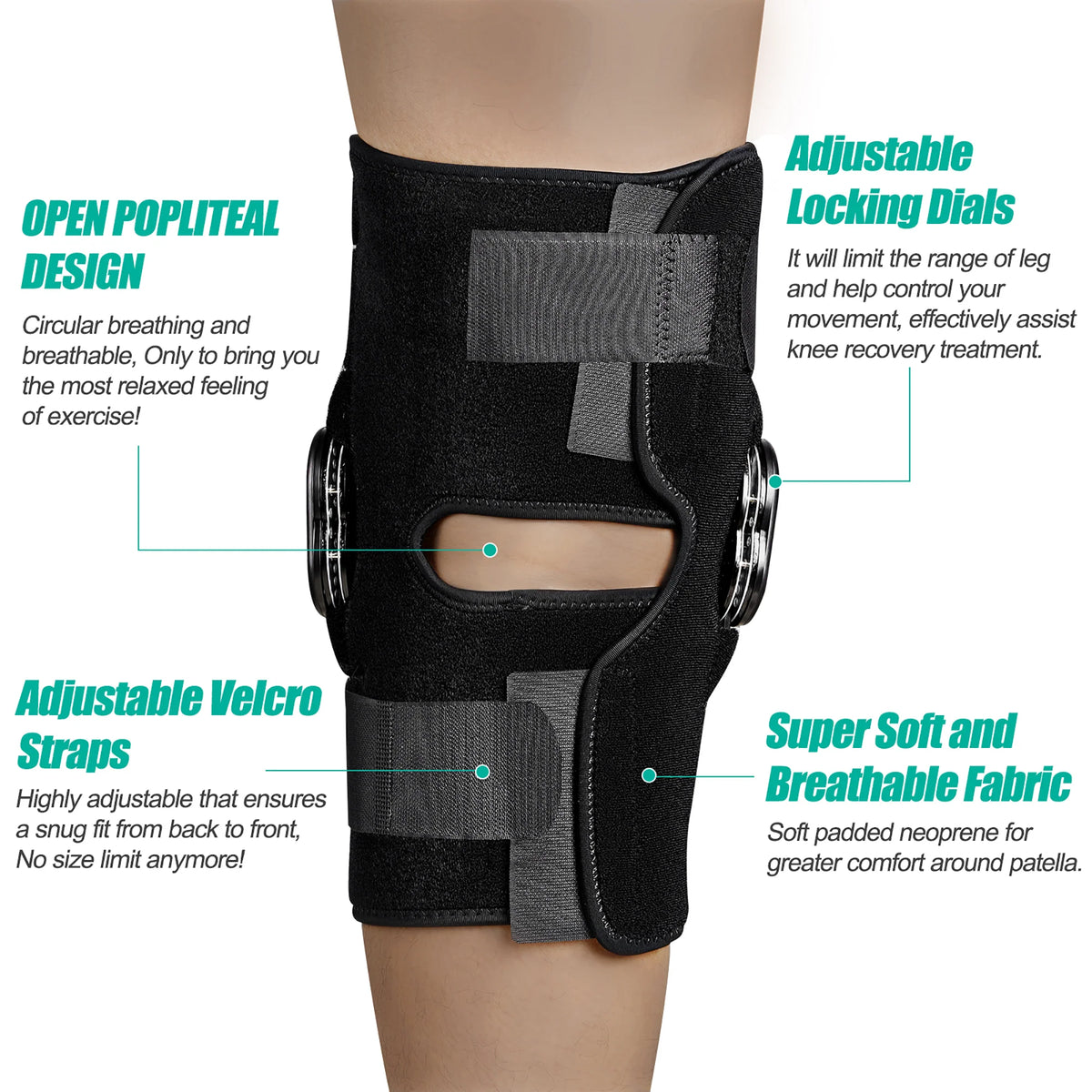 Hinged Knee Brace with Side Stabilizers G158
