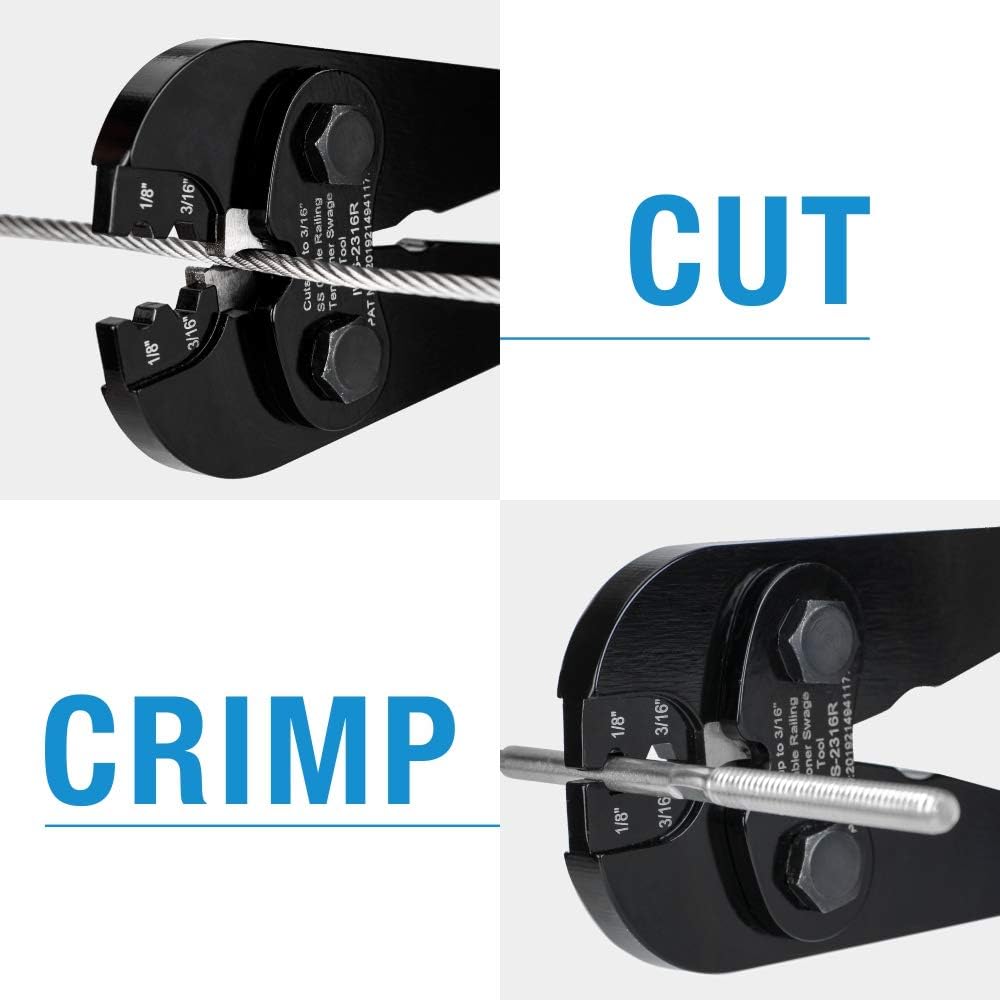 Heavy Duty Cable Railing Swage Tool for 1/8 to 3/16 inch Stainless Steel Wire Rope J689
