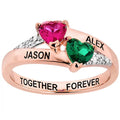 14K Rose Gold over Sterling Birthstone Heart Diamond Accent Ring Z24115