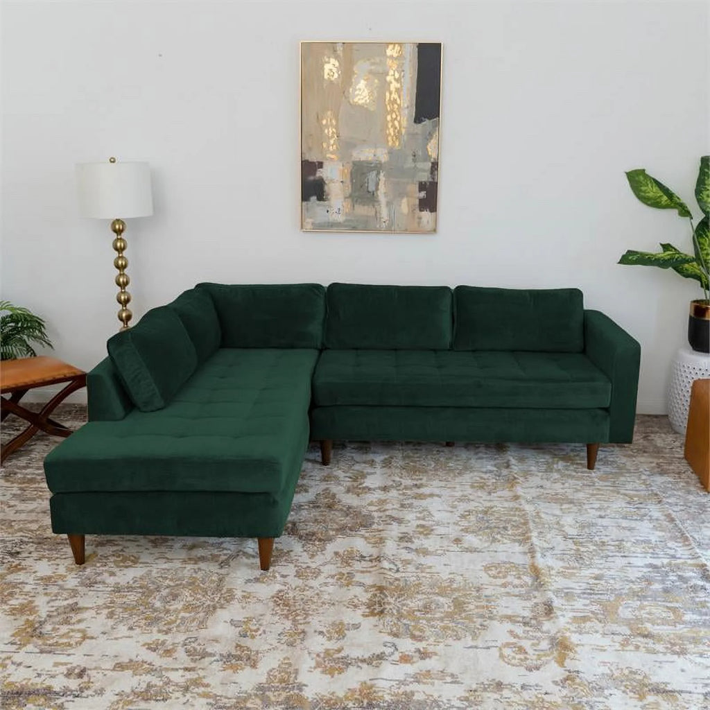 Green Velvet Corner Sectional Sofa U493661