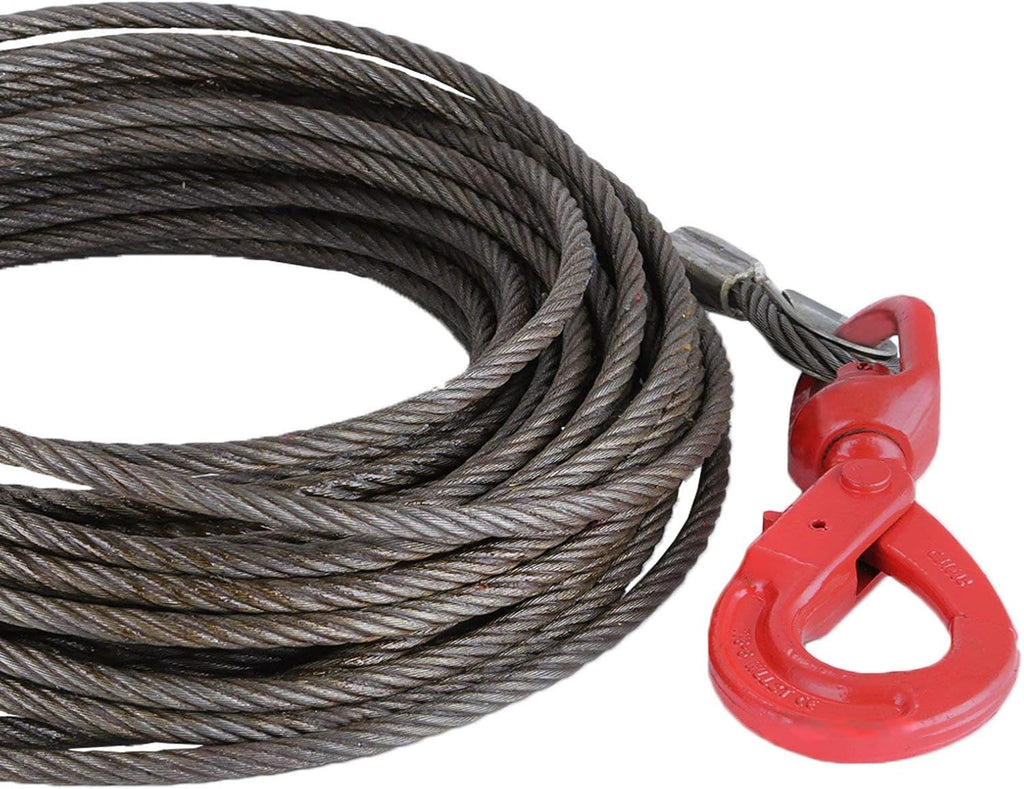 Winch Cable 8/17Inch x 100Ft Replacement Wire Rope 4400LBS Fiber Core Swivel Hook Pack of 2 J62014