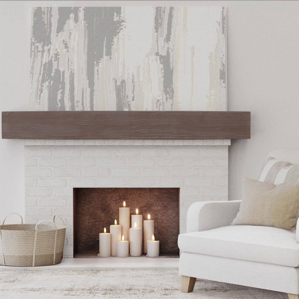 Sandblasted Faux Wood Fireplace Mantel, Aged Pecan P912