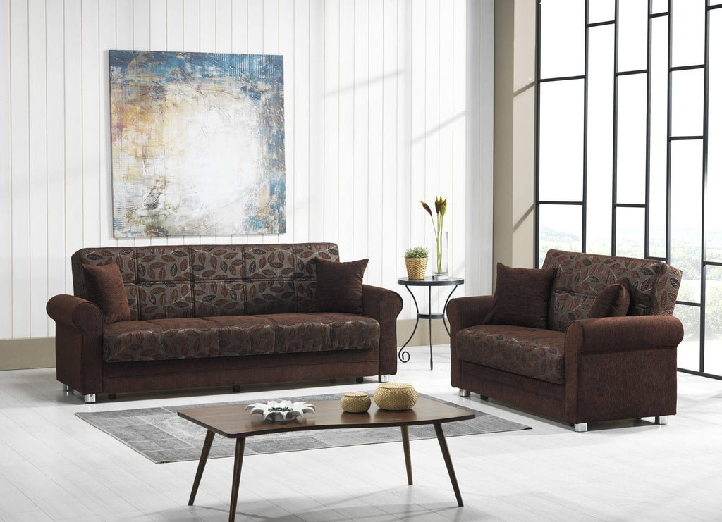 Dark Brown Chenille Loveseat F6986