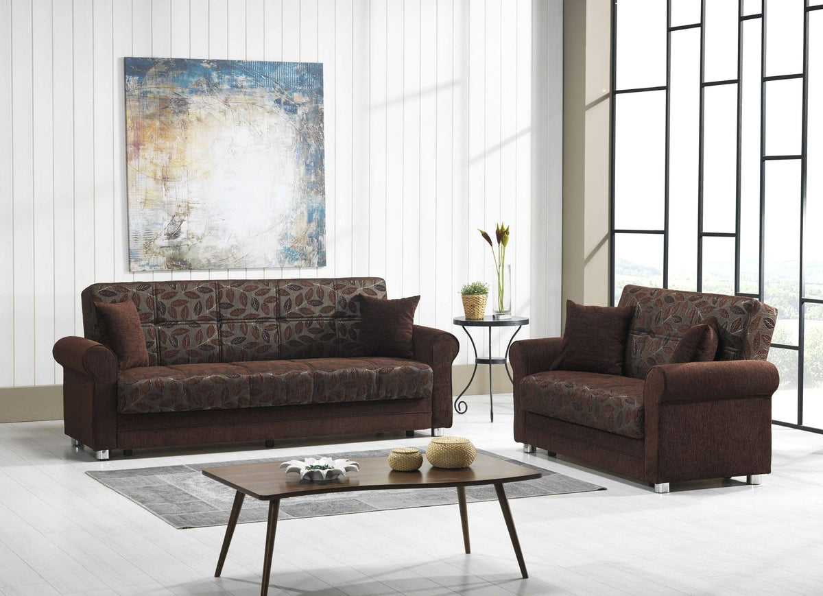 Dark Brown Chenille Loveseat F6986