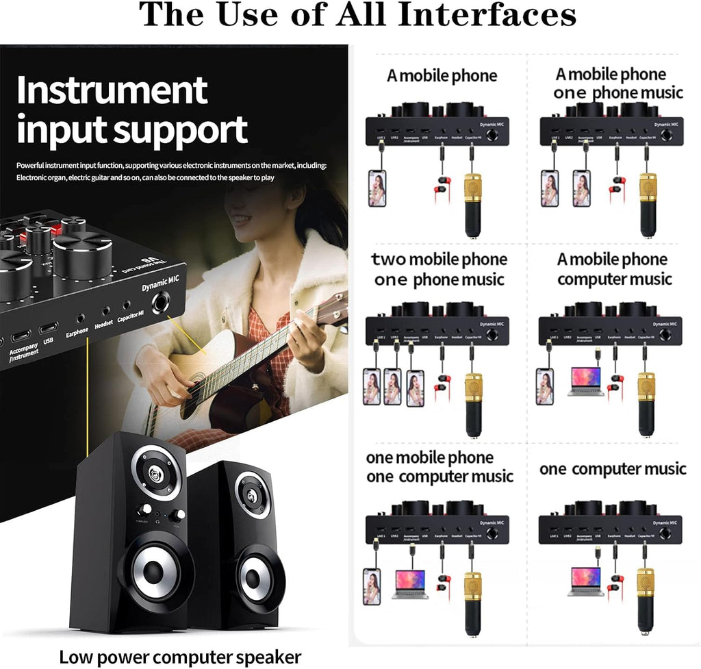 Podcast Equipment Bundle with Voice Changer Live Sound Card Audio Interface Pack of 2 L415