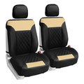 Beige Faux Leather Car Seat Covers Front Set H9949