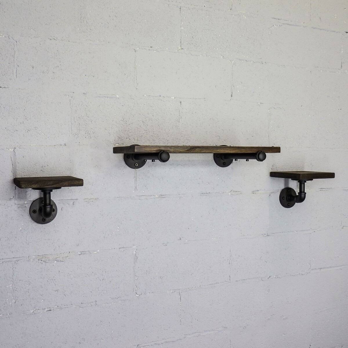 Bronze Metals & Brown Wood 3-Piece Wall Shelf D786674