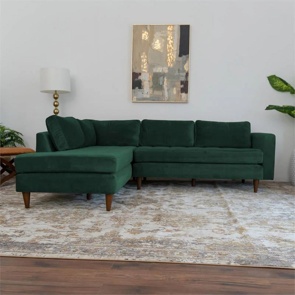 Green Velvet Corner Sectional Sofa U493661
