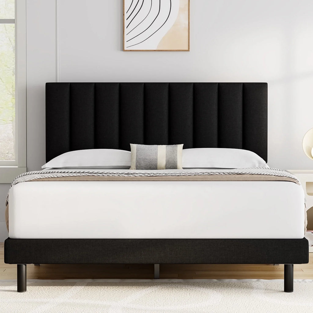 Full Platform Bed Frame with Upholstered Headboard Q956