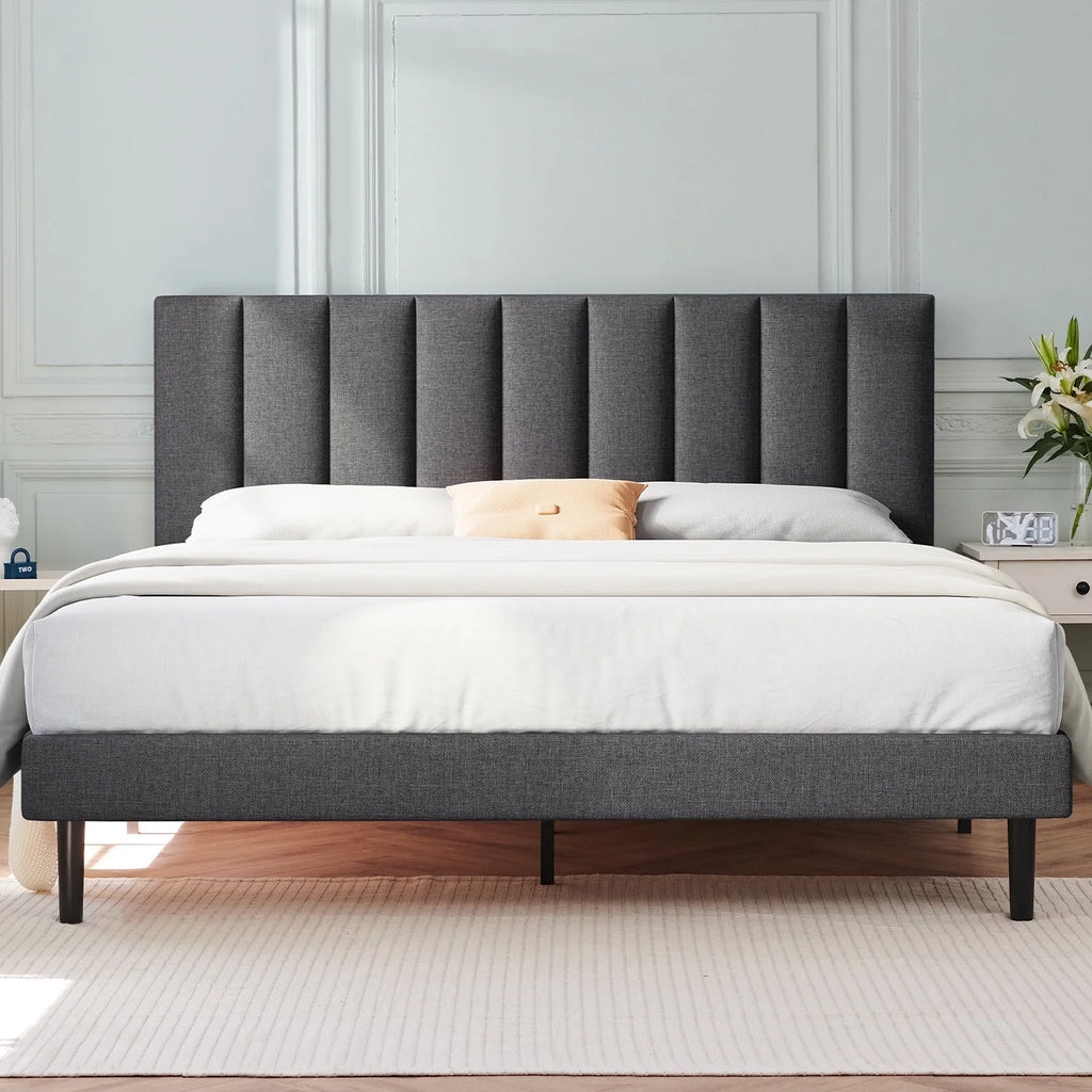 Full Platform Bed Frame with Upholstered Headboard Q956