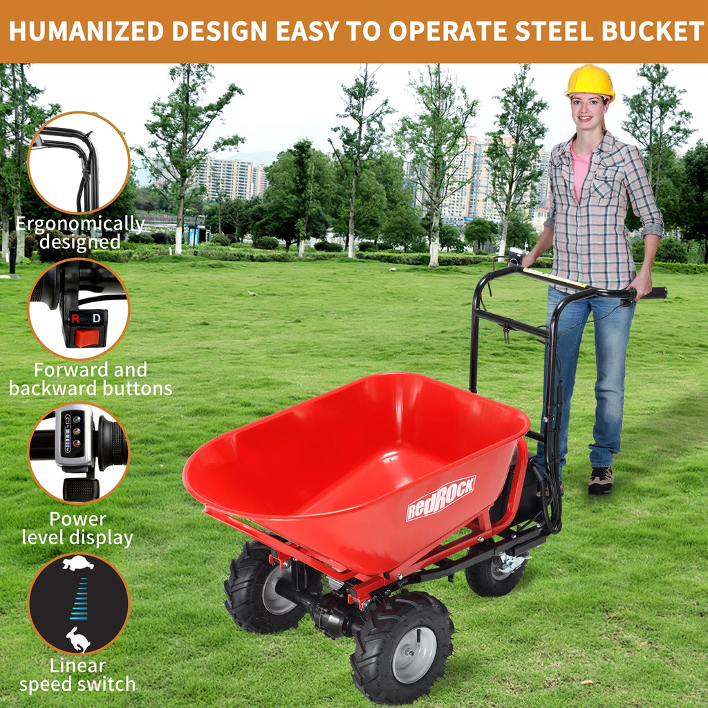 48V28Ah 500W Steel Electric Wheelbarrow Utility Cart N6208
