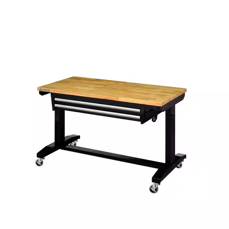 Black Adjustable Height Worktable with 2-Drawers L80622