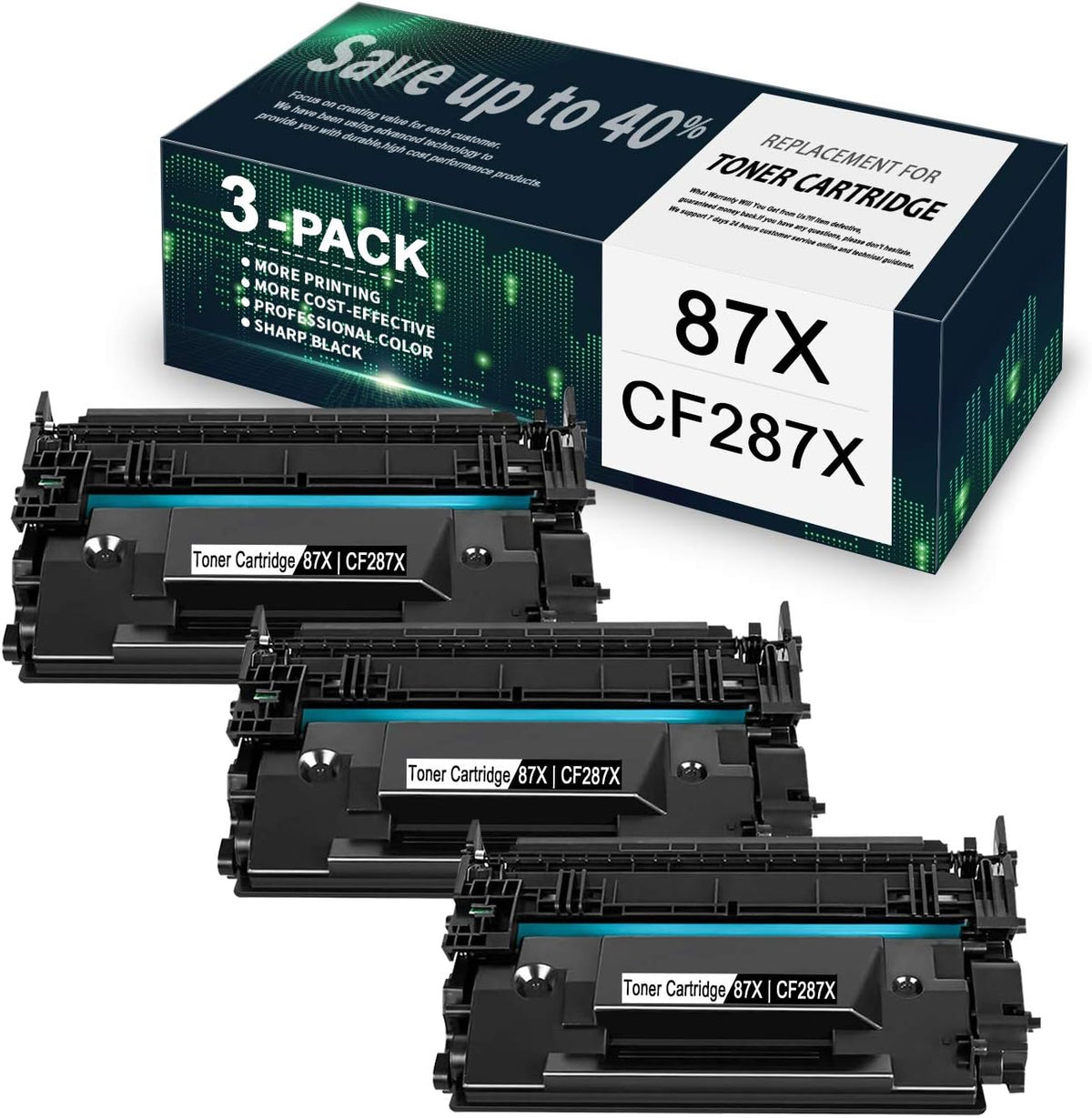 3-Pack Black Compatible Toner Cartridge for HP Printer P5604