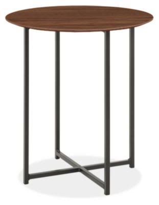 Round End Table 22 Diameter 22H Recycled Natural Steel Walnut Top Natural Steel Base G337