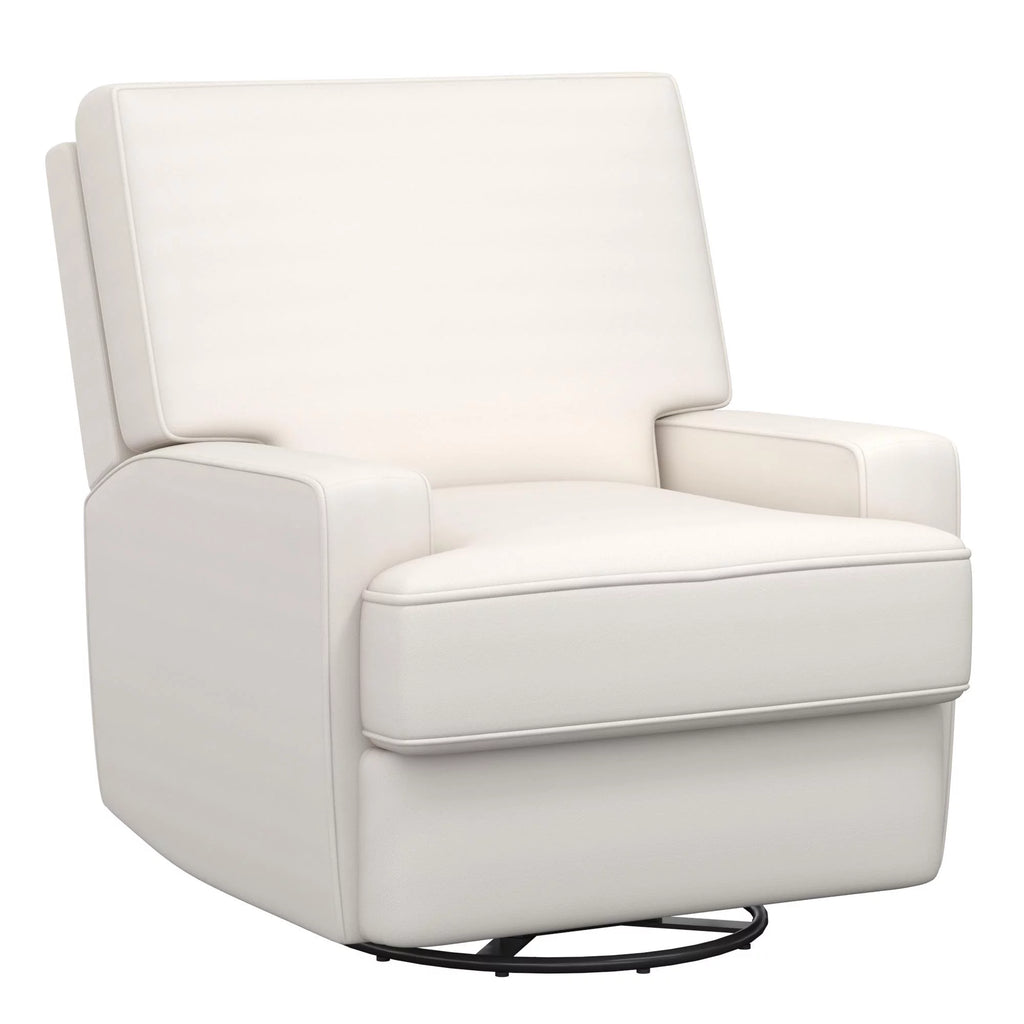 White Linen Swivel Glider Recliner Chair I241544