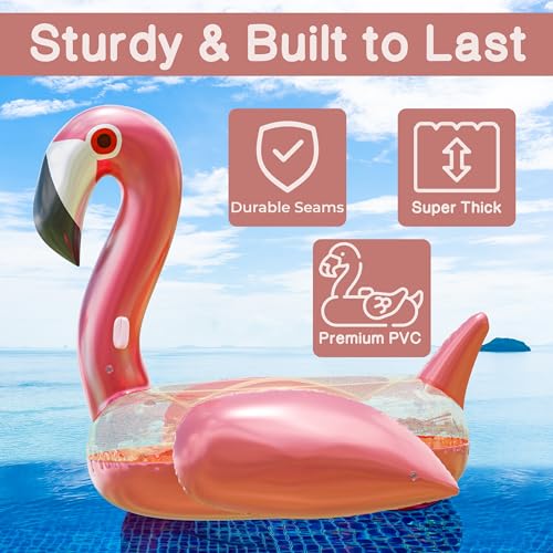 Huge 78 x 70 Pink Flamingo Pool Float W58156