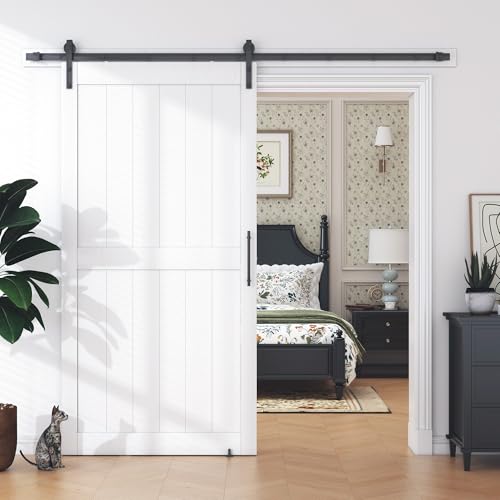 White Sliding Barn Door with Hardware Kit N84375