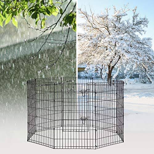 8 Panel 42-Inch Black Dog Playpen U9544