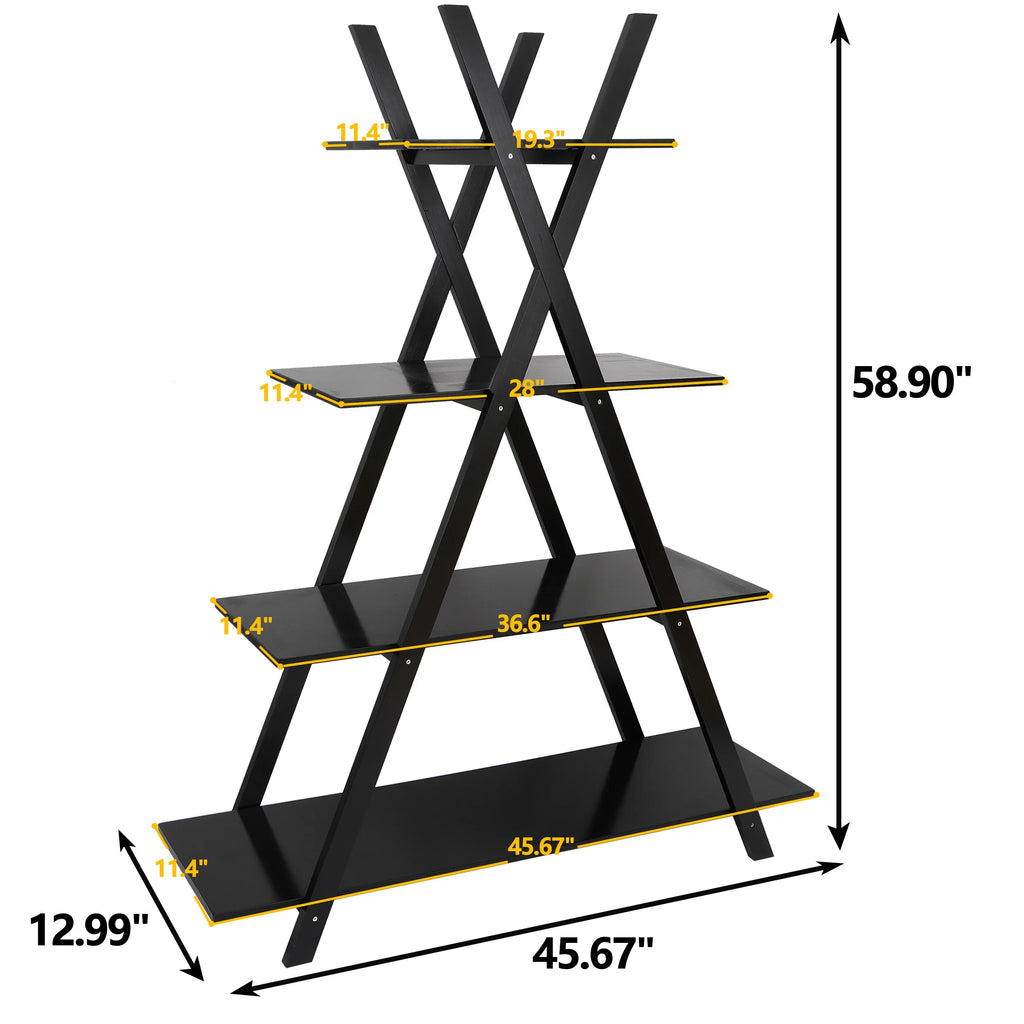4-Shelves Open Bookcase Black B91471
