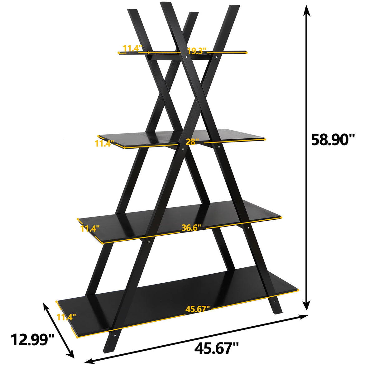 4-Shelves Open Bookcase Black B91471