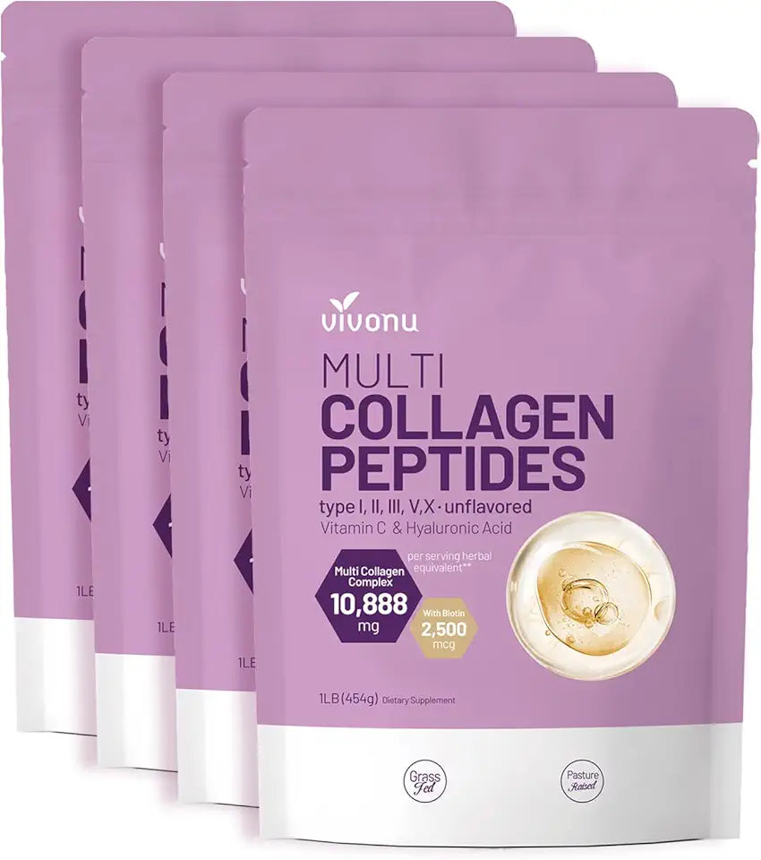 Multi Collagen Peptides Powder 16 Oz Hydrolyzed Protein Type I II III V X Unflavored U221